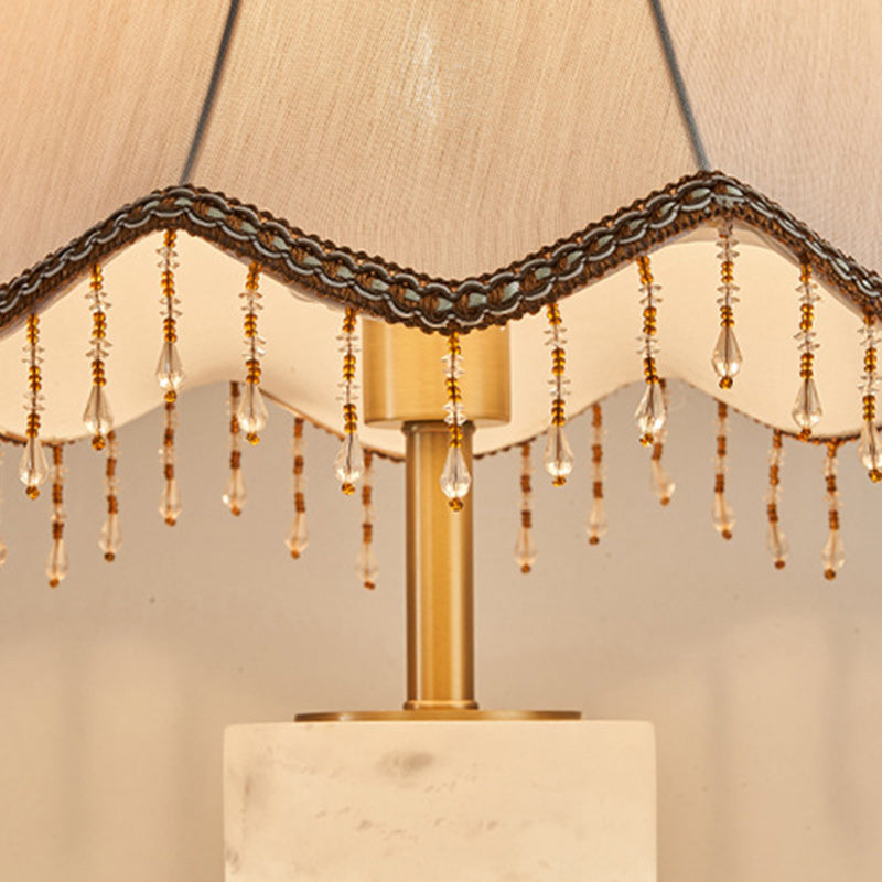 Alabaster Brass Fabric Umbrella-Shaped Table Lamp