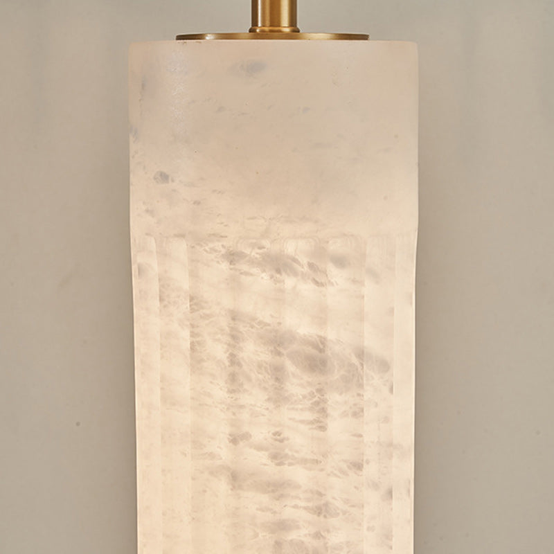 Alabaster Brass Fabric Umbrella-Shaped Table Lamp