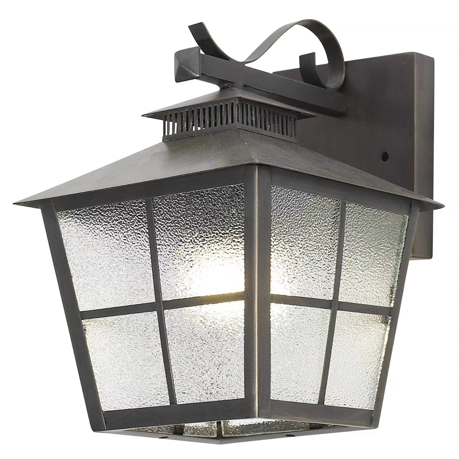 Brass Glass House-Shaped Square Outdoor Light