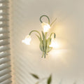Glass Iron Rose Leaf 3-Light Wall Lamp
