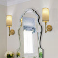 Linen Brass Round Cylindrical Wall Lamp
