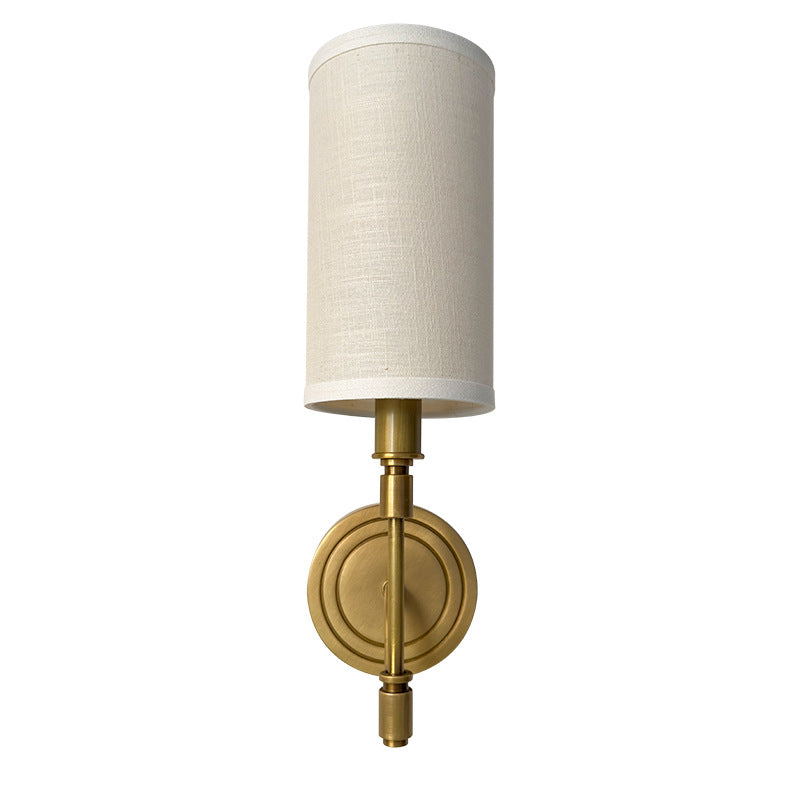 Linen Brass Round Cylindrical Wall Lamp