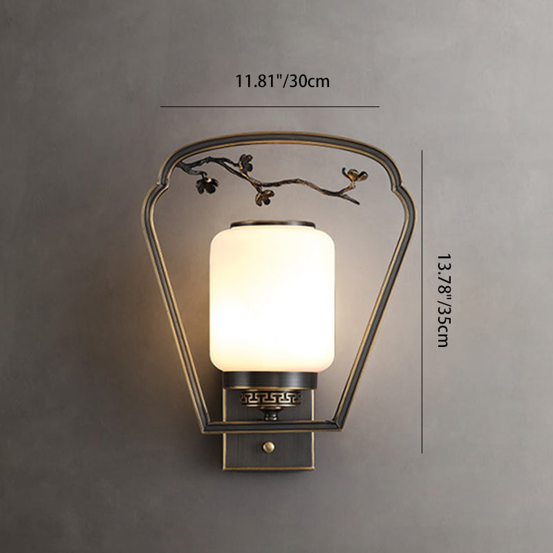 Brass Glass Fan-Shaped Elliptical Wall Lamp