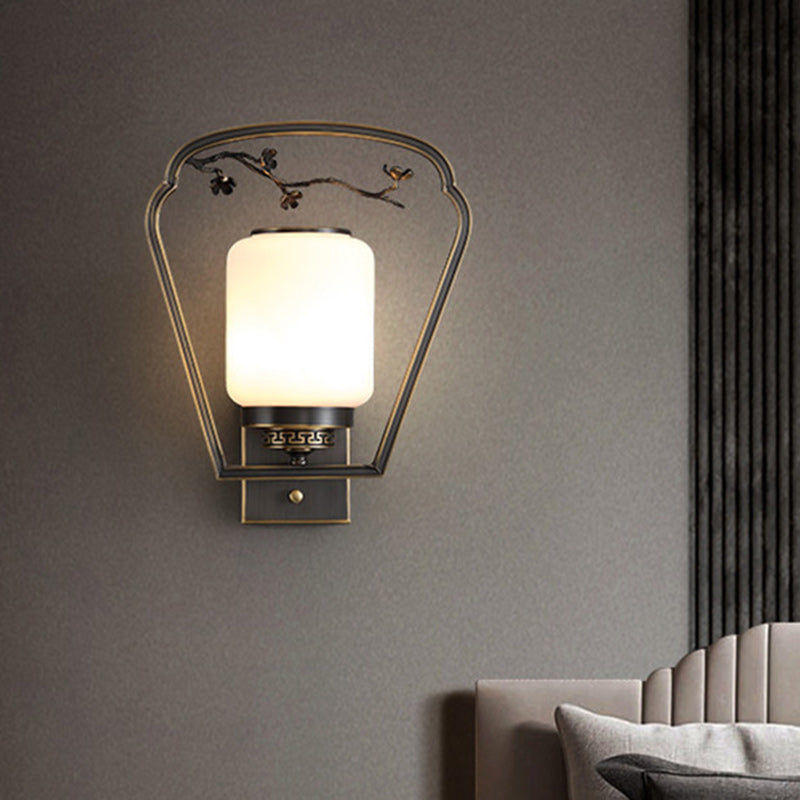 Brass Glass Fan-Shaped Elliptical Wall Lamp