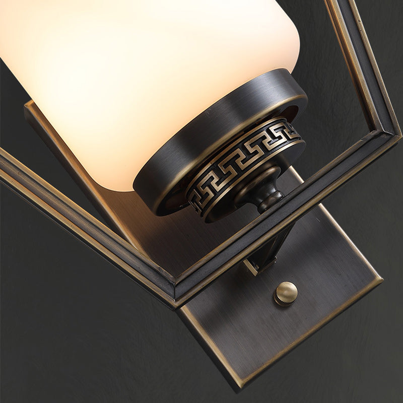 Brass Glass Fan-Shaped Elliptical Wall Lamp