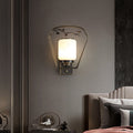 Brass Glass Fan-Shaped Elliptical Wall Lamp