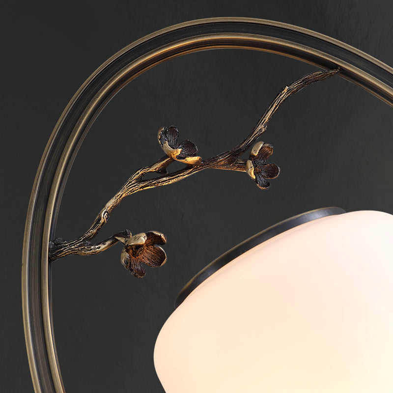 Brass Glass Fan-Shaped Elliptical Wall Lamp