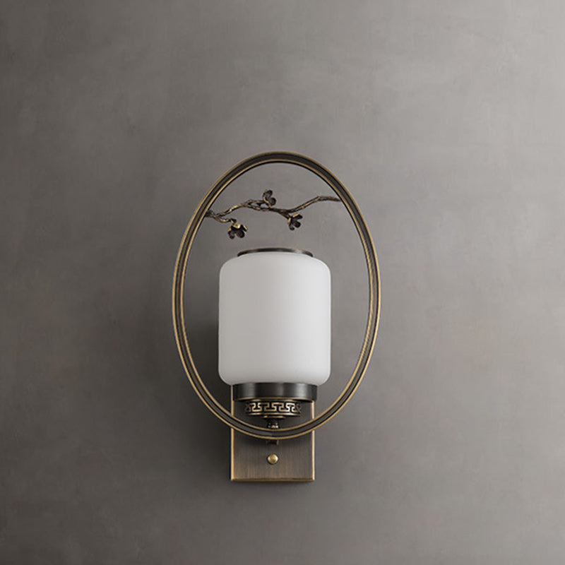Brass Glass Fan-Shaped Elliptical Wall Lamp