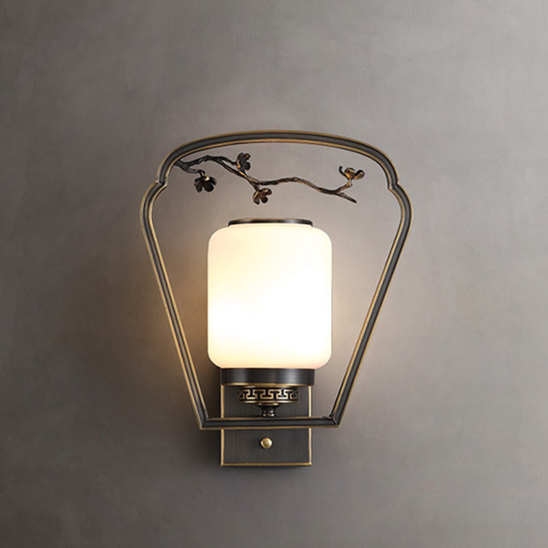Brass Glass Fan-Shaped Elliptical Wall Lamp