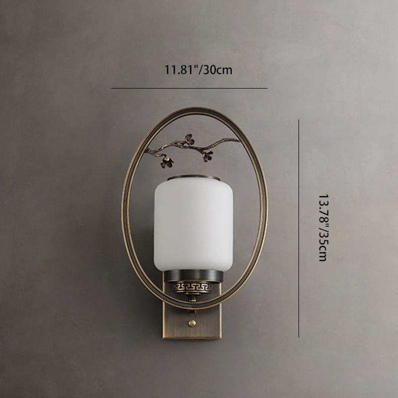 Brass Glass Fan-Shaped Elliptical Wall Lamp