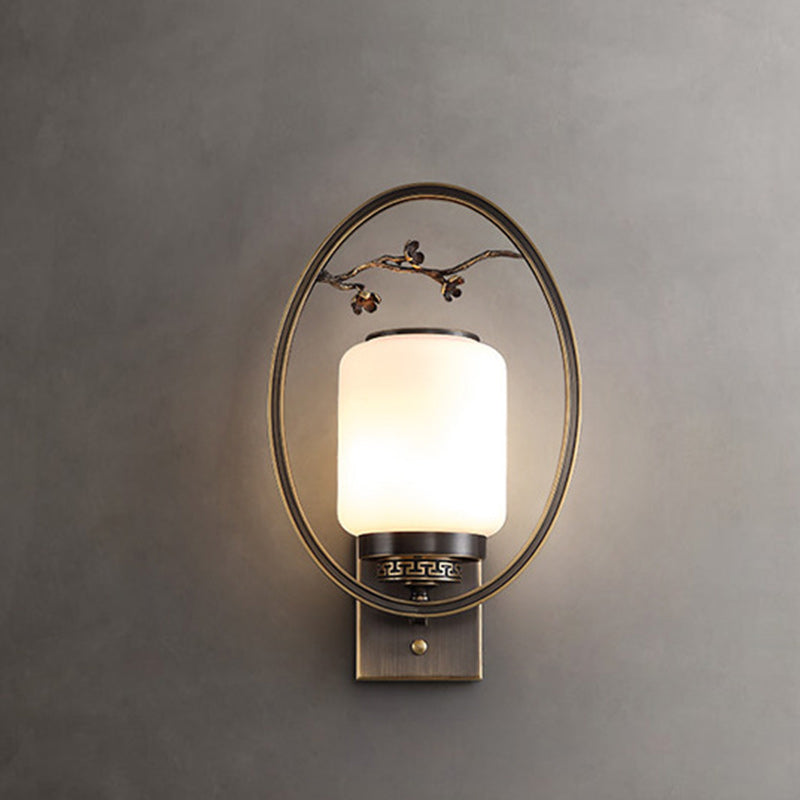Brass Glass Fan-Shaped Elliptical Wall Lamp