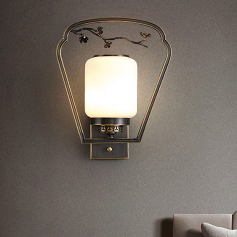 Brass Glass Fan-Shaped Elliptical Wall Lamp