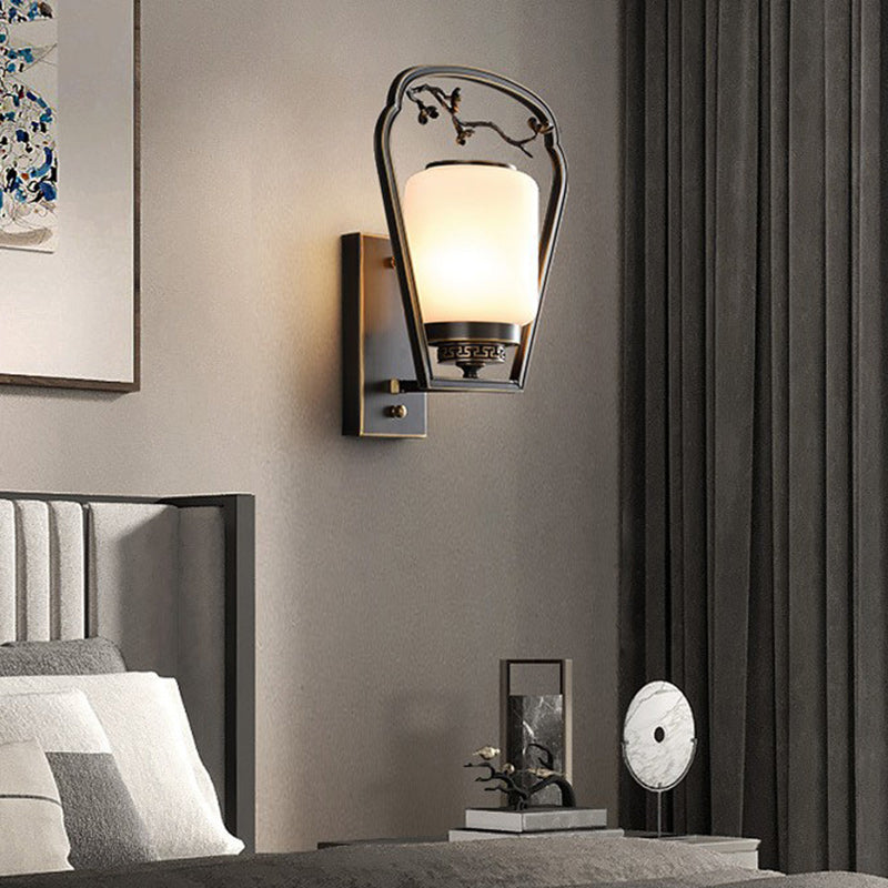 Brass Glass Fan-Shaped Elliptical Wall Lamp