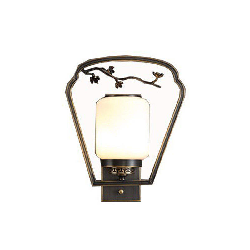 Brass Glass Fan-Shaped Elliptical Wall Lamp