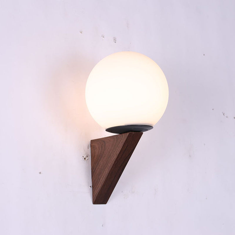 Glass Iron Triangular Globe Wall Lamp