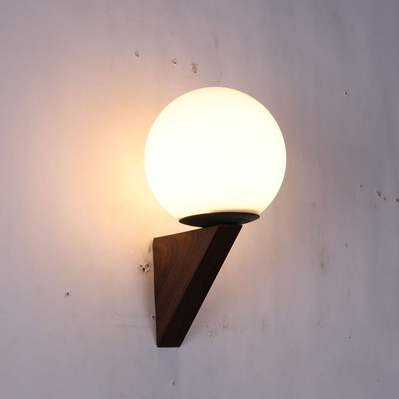 Glass Iron Triangular Globe Wall Lamp