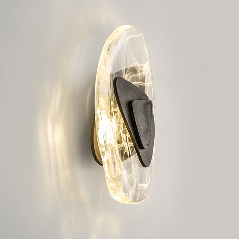 Glass Iron Triangular Oval Wall Lamp