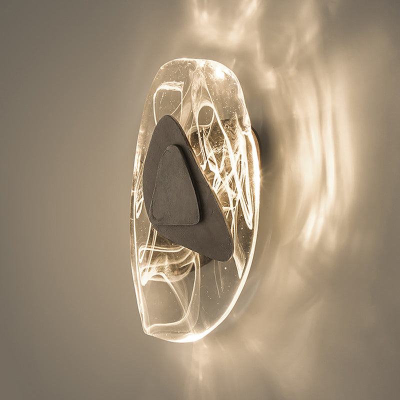 Glass Iron Triangular Oval Wall Lamp