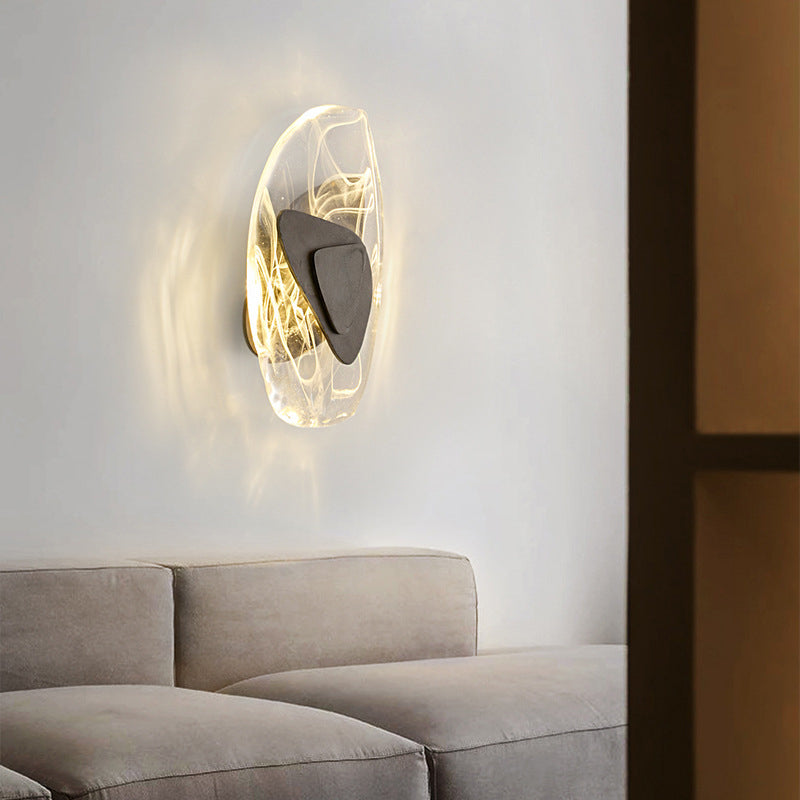 Glass Iron Triangular Oval Wall Lamp