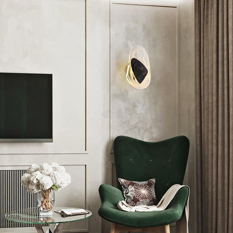 Glass Iron Triangular Oval Wall Lamp