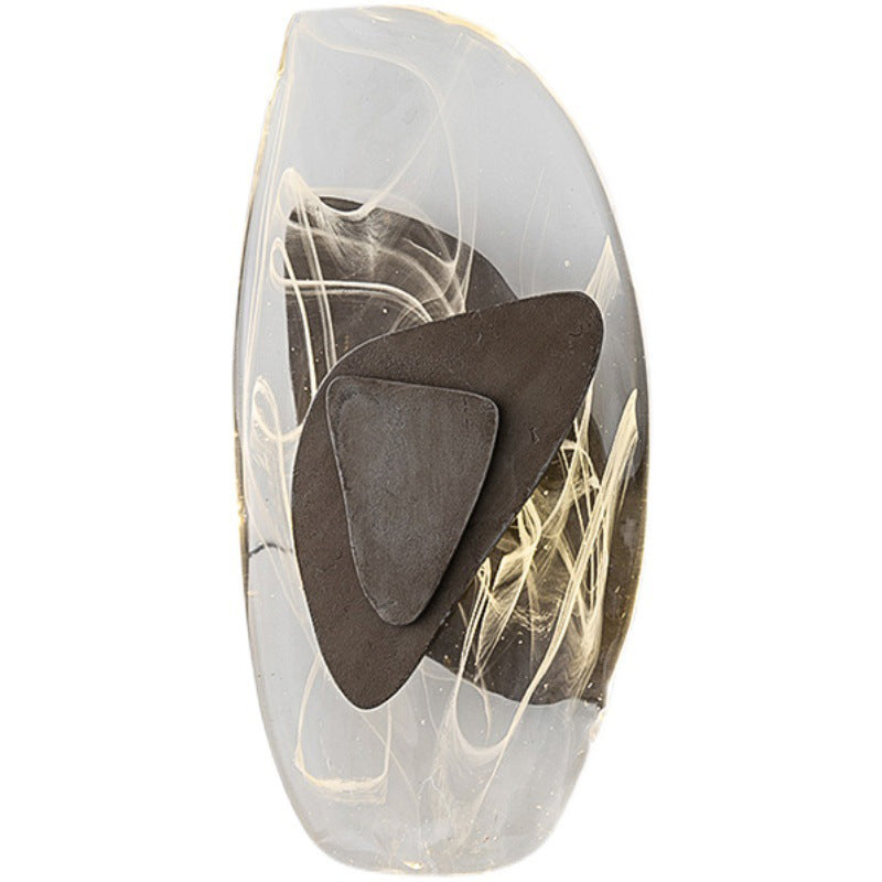 Glass Iron Triangular Oval Wall Lamp