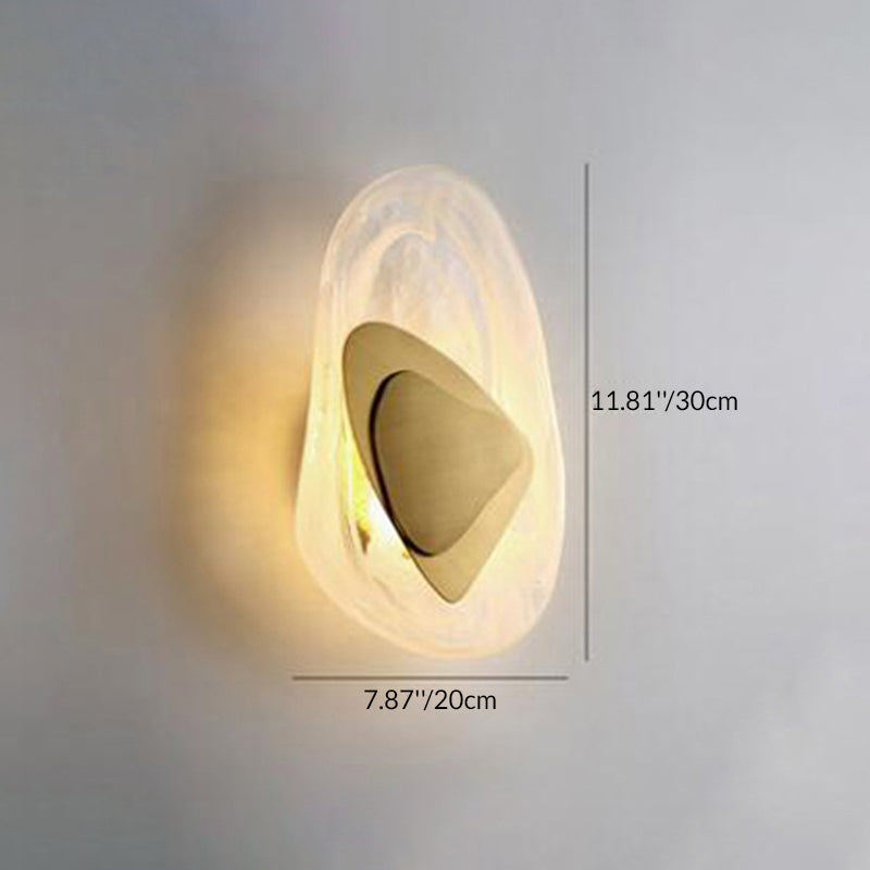 Glass Iron Triangular Oval Wall Lamp