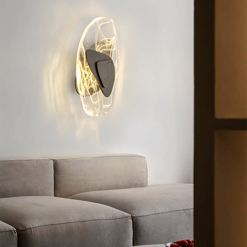 Glass Iron Triangular Oval Wall Lamp