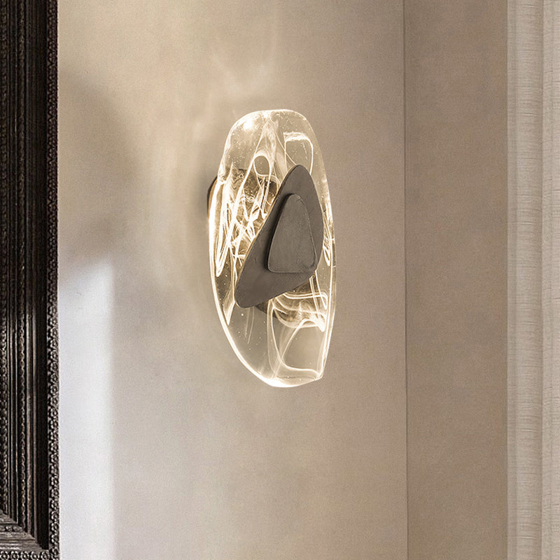 Glass Iron Triangular Oval Wall Lamp