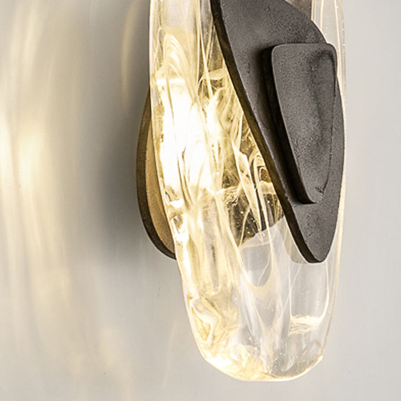 Glass Iron Triangular Oval Wall Lamp