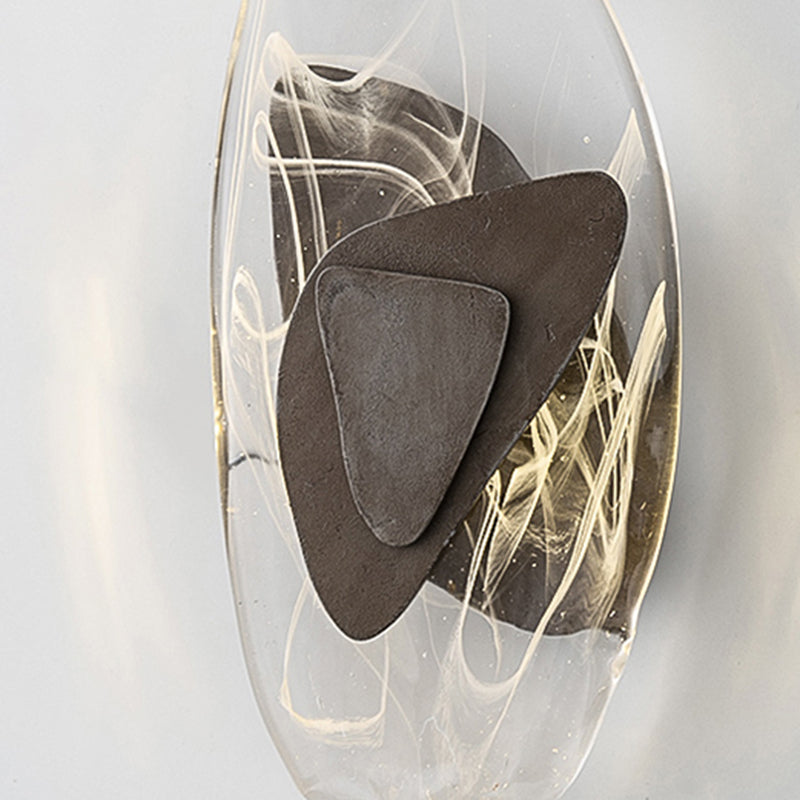 Glass Iron Triangular Oval Wall Lamp
