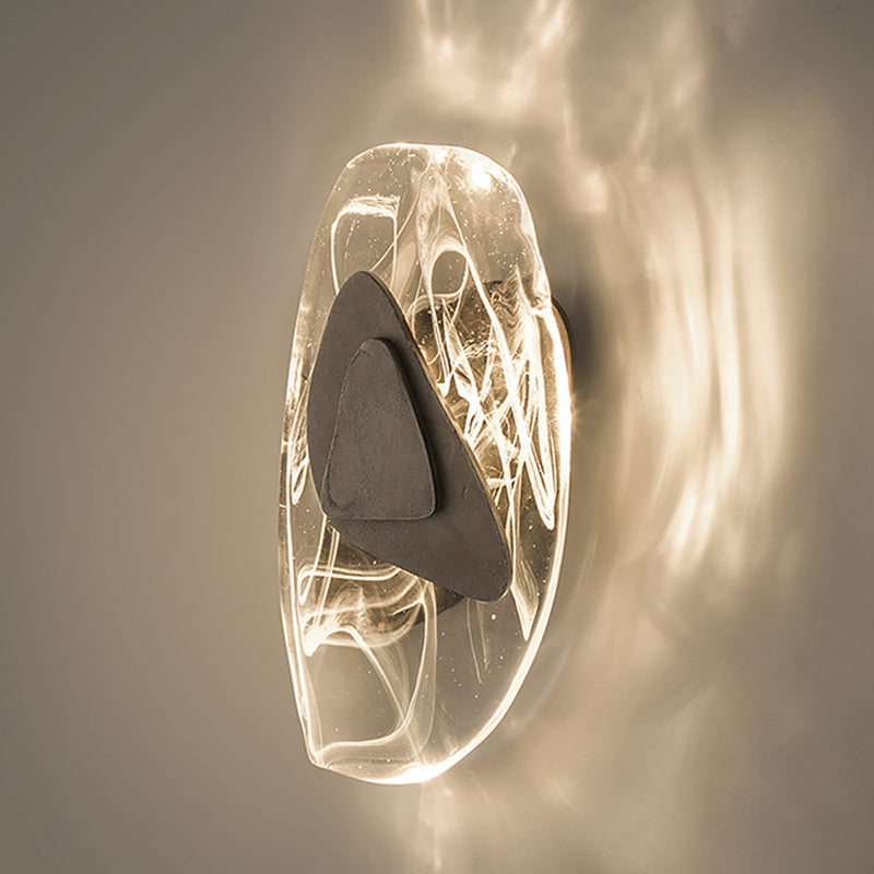 Glass Iron Triangular Oval Wall Lamp