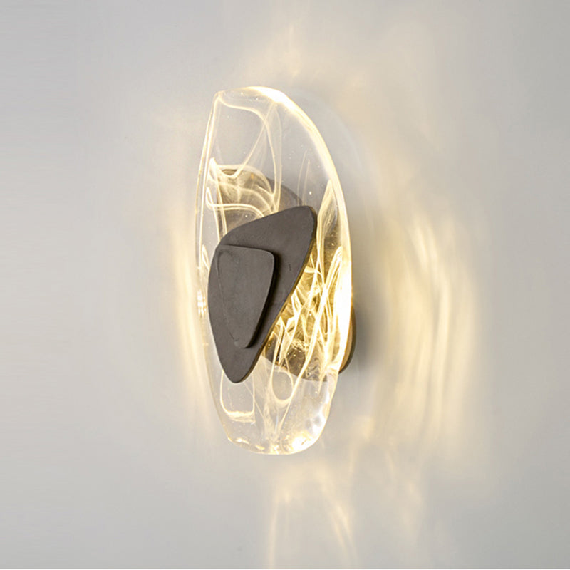 Glass Iron Triangular Oval Wall Lamp