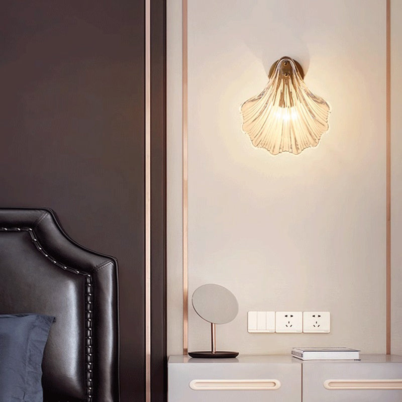 Glass Iron Shell-Shaped Round Wall Lamp