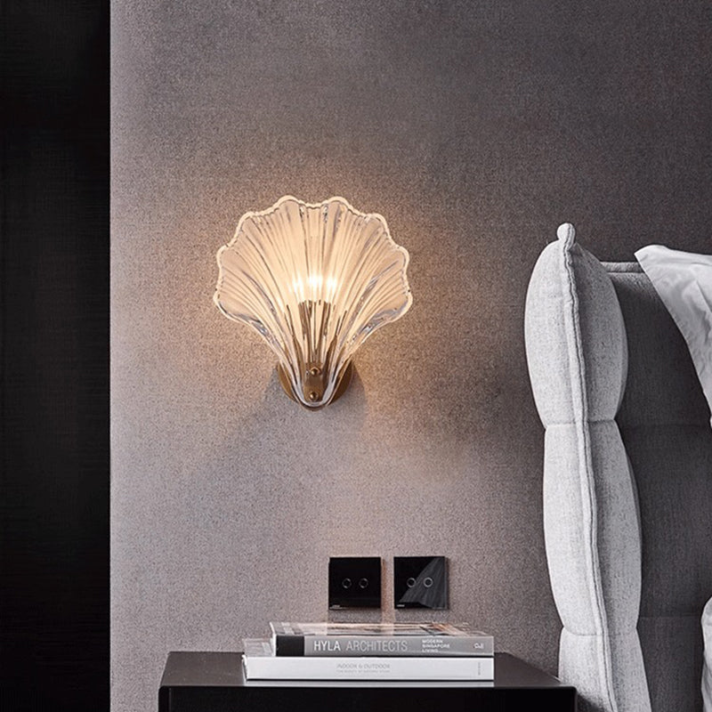 Glass Iron Shell-Shaped Round Wall Lamp