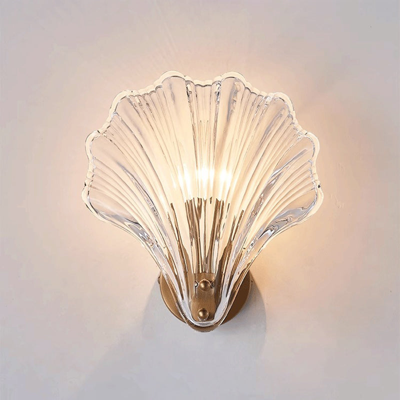 Glass Iron Shell-Shaped Round Wall Lamp