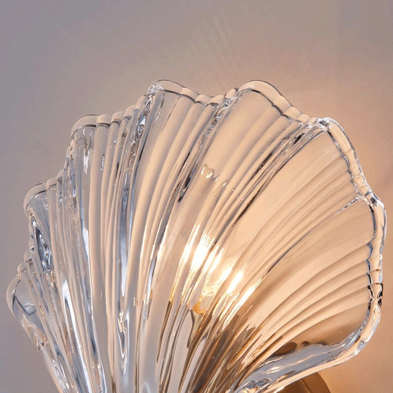 Glass Iron Shell-Shaped Round Wall Lamp