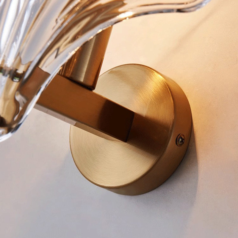 Glass Iron Shell-Shaped Round Wall Lamp