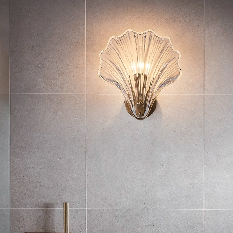 Glass Iron Shell-Shaped Round Wall Lamp
