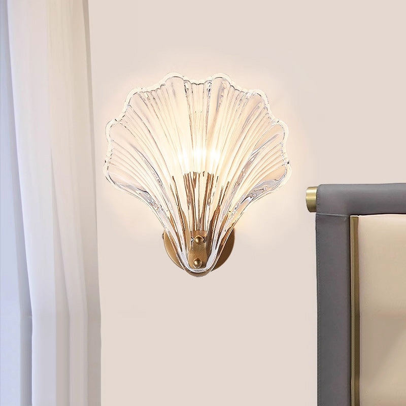Glass Iron Shell-Shaped Round Wall Lamp