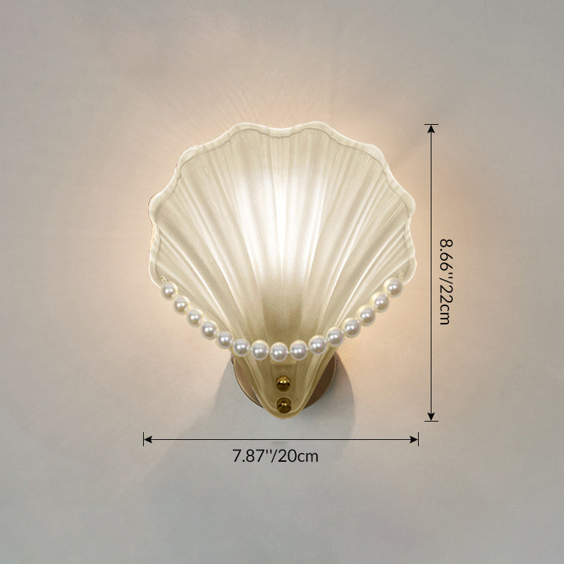 Glass Iron Shell-Shaped Round Wall Lamp