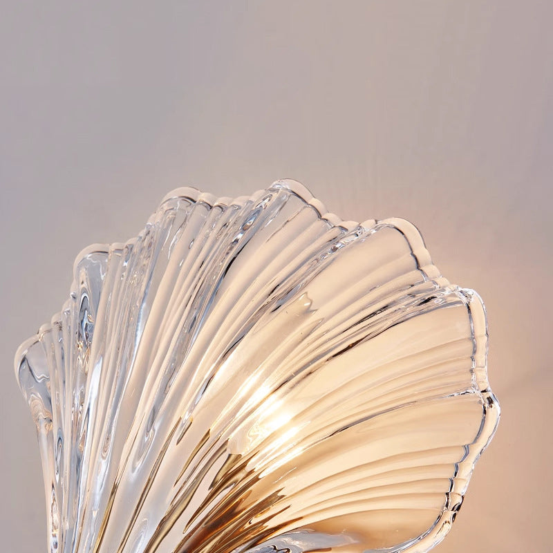 Glass Iron Shell-Shaped Round Wall Lamp