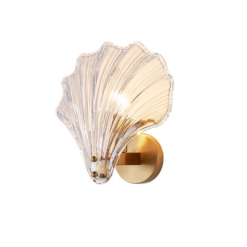 Glass Iron Shell-Shaped Round Wall Lamp
