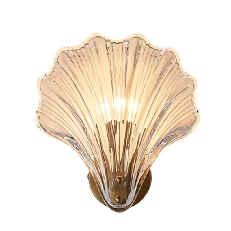 Glass Iron Shell-Shaped Round Wall Lamp