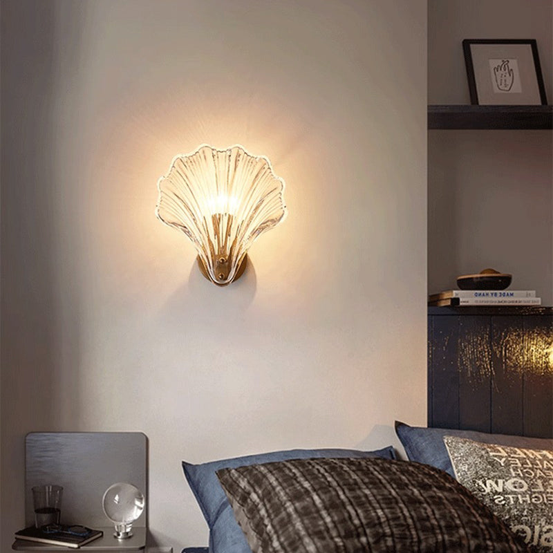 Glass Iron Shell-Shaped Round Wall Lamp