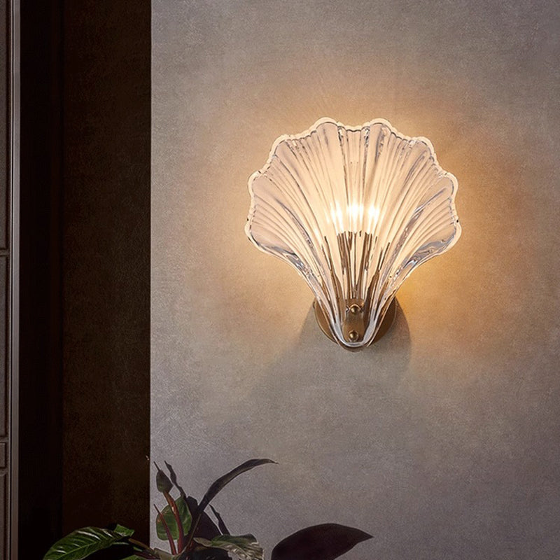 Glass Iron Shell-Shaped Round Wall Lamp