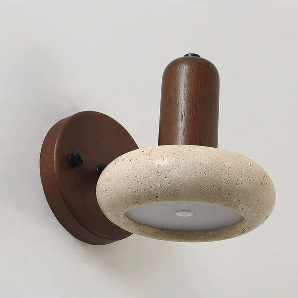 Yellow Travertine Solid Wood Wall Lamp