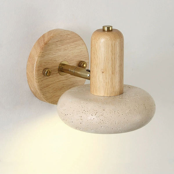 Yellow Travertine Solid Wood Wall Lamp