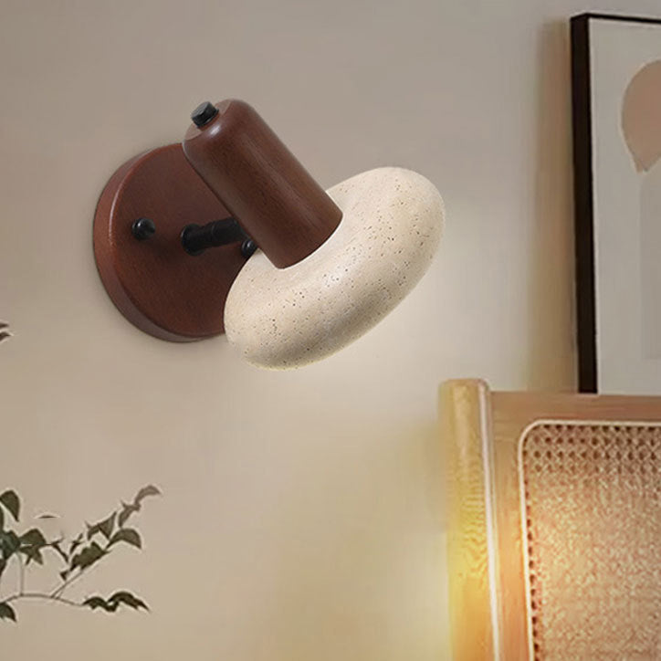 Yellow Travertine Solid Wood Wall Lamp