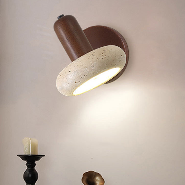 Yellow Travertine Solid Wood Wall Lamp