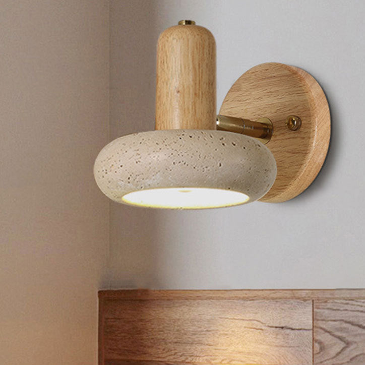 Yellow Travertine Solid Wood Wall Lamp